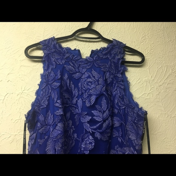 Tadashi Shoji Embroidered Floral Sheath Dress Blu - Picture 6 of 8